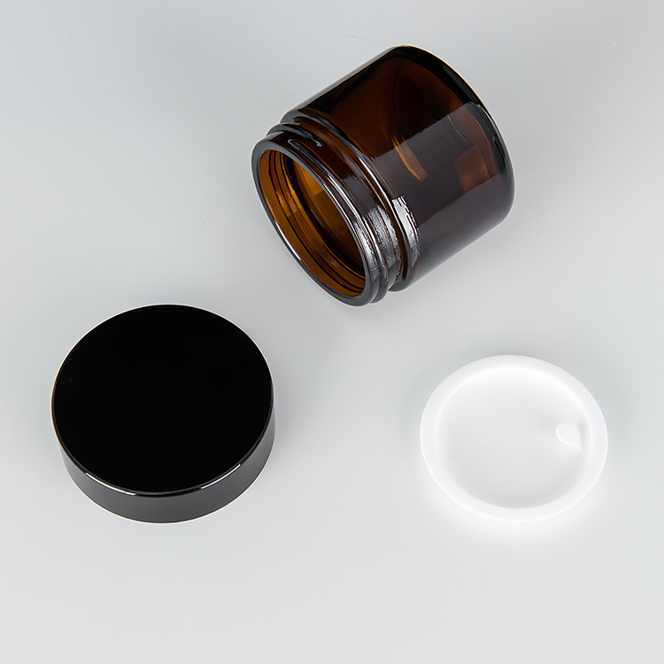 1Oz Acrylic Square Plastic Jar With Airtight Black Shiny Lid And Liner