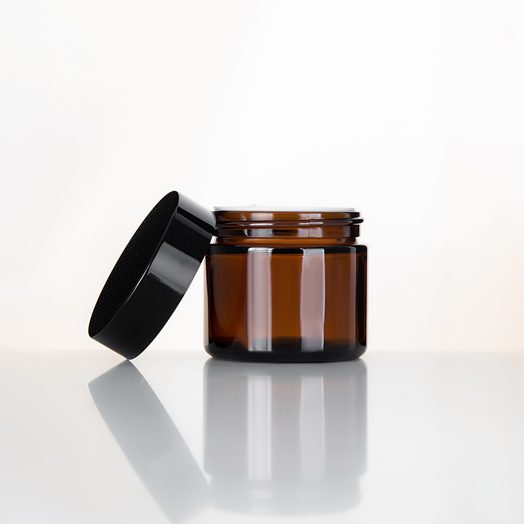 1Oz Acrylic Square Plastic Jar With Airtight Black Shiny Lid And Liner