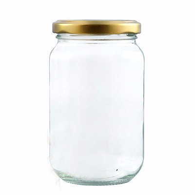 1lb Glass Honey Jar 370 ml With Lids Gold