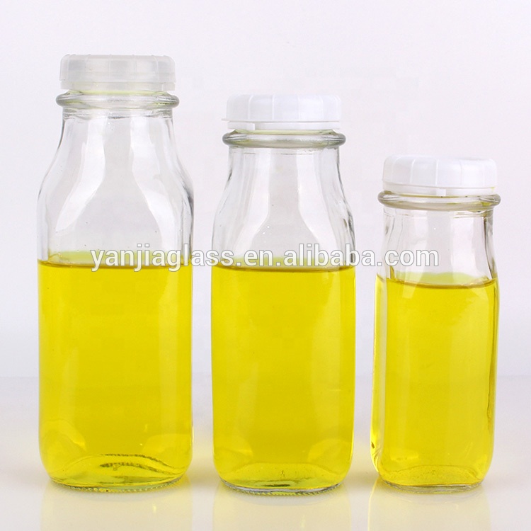 1liter 250ml 500ml 1000 ml Plastic lid clear glass bottles for milk beverage juice