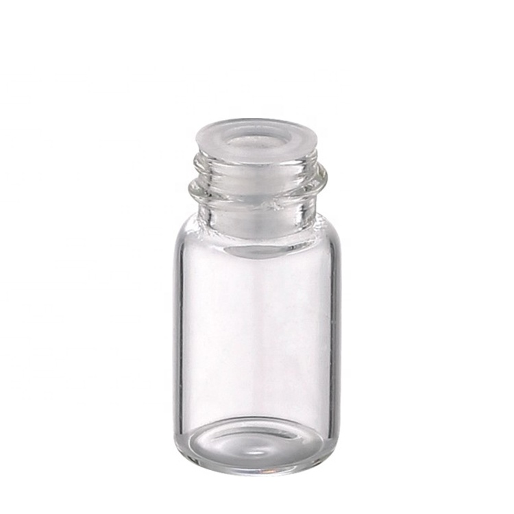 1ml 1.5ml 2ml 3ml 4ml hot sale small custom size clear pharmaceutical essential oil glass perfume bottle with black plastic cap