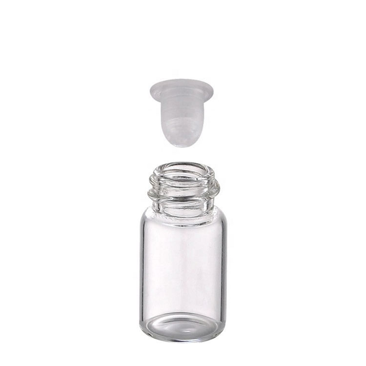 1ml 1.5ml 2ml 3ml 4ml hot sale small custom size clear pharmaceutical essential oil glass perfume bottle with black plastic cap
