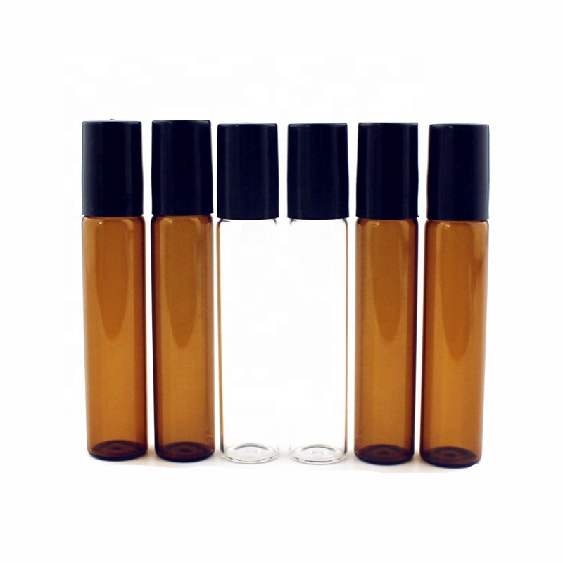 1ml 2ml 3ml 5ml 10ml Amber Thin Glass Roll on Bottle Sample Test Essential Oil Vials with Roller Metal Glass Ball Roller bottle
