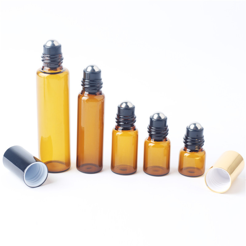 1ml 2ml 3ml 5ml 10ml amber glass roll on essential oil bottle with cap