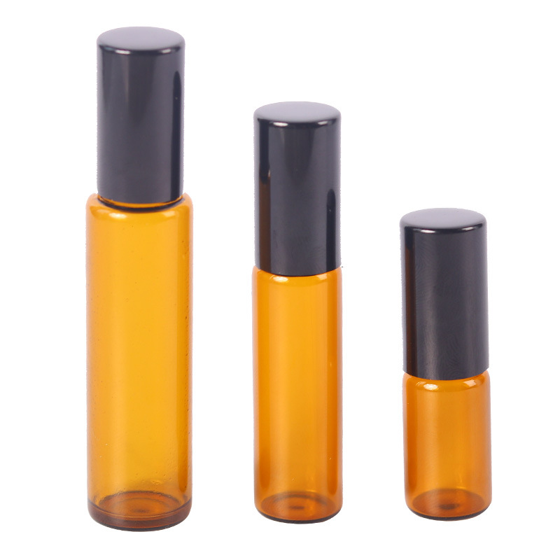 1ml 2ml 3ml 5ml 10ml amber glass roll on essential oil bottle with cap