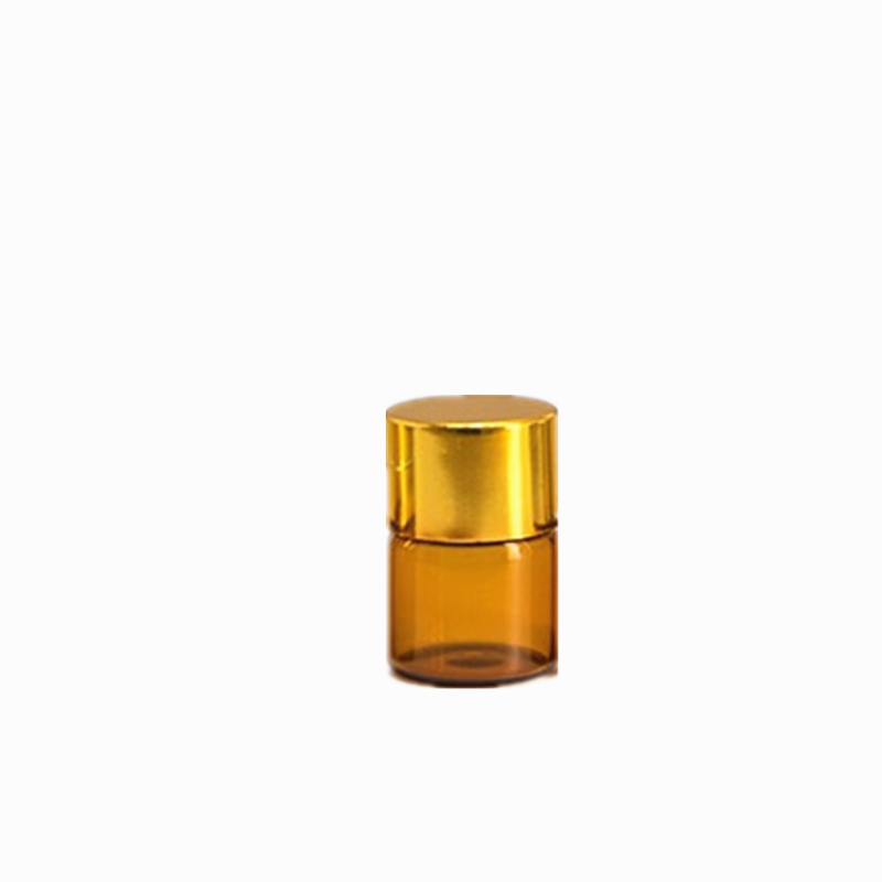 1ml 2ml 3ml 5ml Amber Brown small Mini Sample Vial Essential Oil Glass Bottle with Metal Cap
