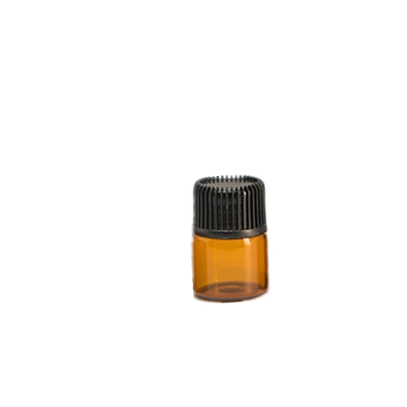 1ml 2ml 3ml 5ml Amber Brown small Mini Sample Vial Essential Oil Glass Bottle with Metal Cap