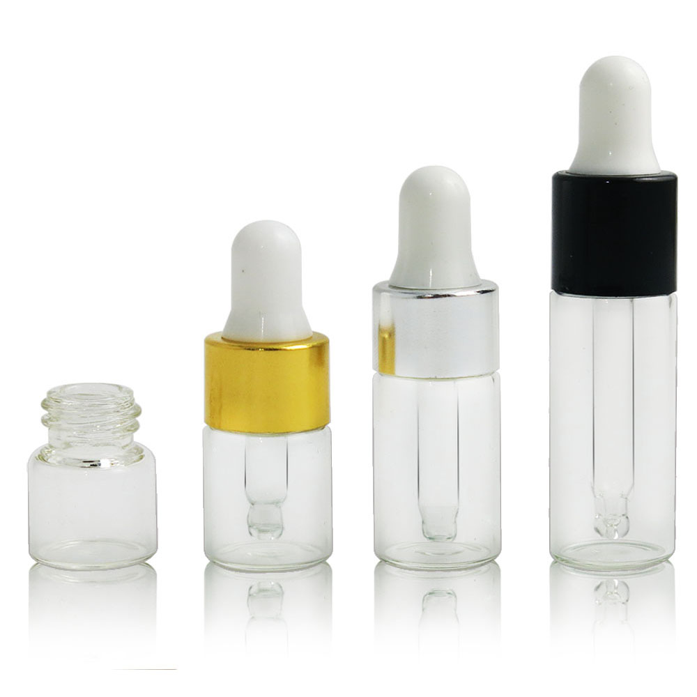 1ml 2ml 3ml 5ml amber clear Portable Aromatherapy Esstenial Oil Bottle With Eye Dropper Mini Empty Pipette Dropper Glass Vials