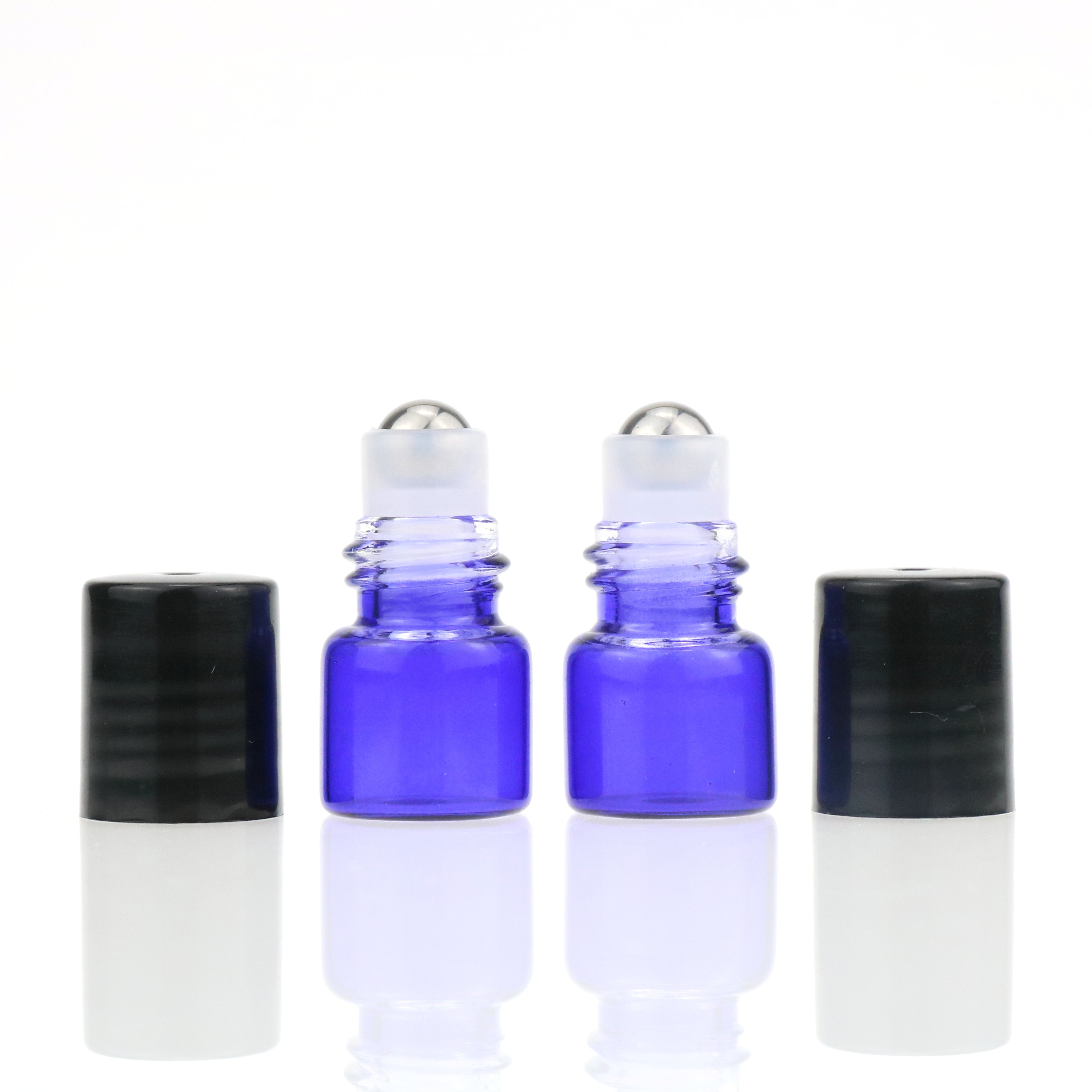1ml 2ml  3ml  5ml vial roller bottle for essential oil perfume bottles with metal ball gold sliver black white cap