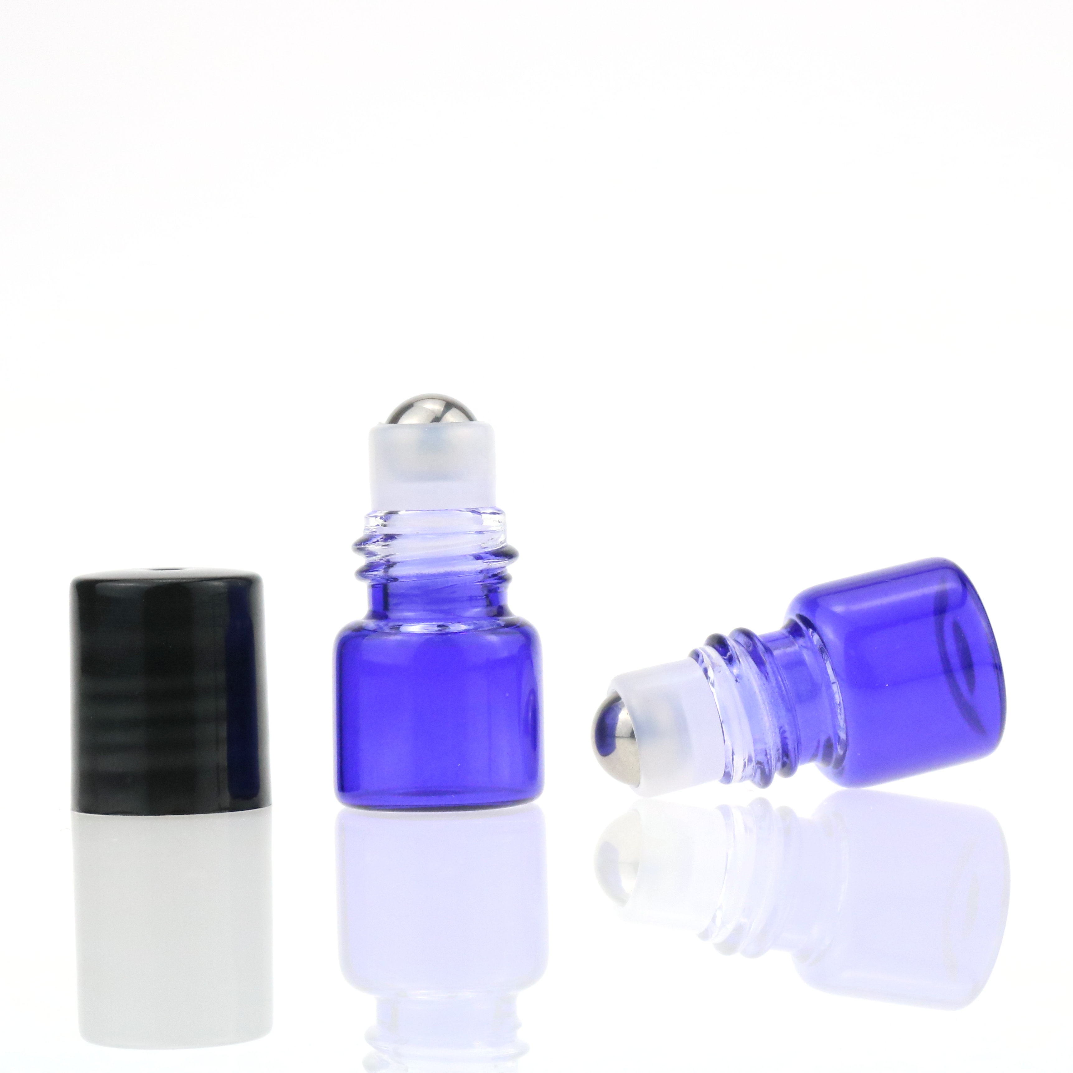 1ml 2ml 3ml 5ml vial roller bottle for essential oil perfume bottles with metal ball gold sliver black white cap