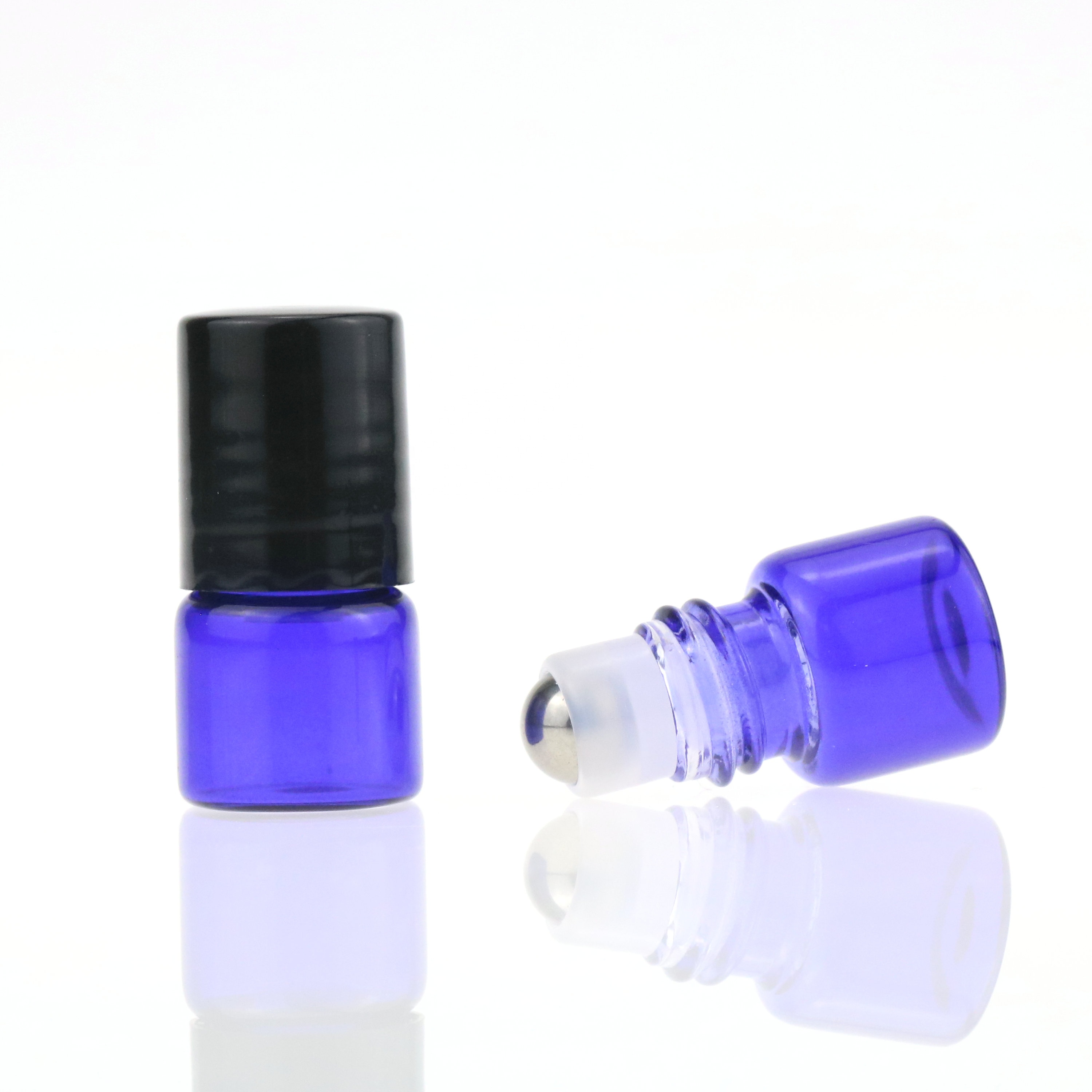 1ml 2ml 3ml 5ml vial roller bottle for essential oil perfume bottles with metal ball gold sliver black white cap