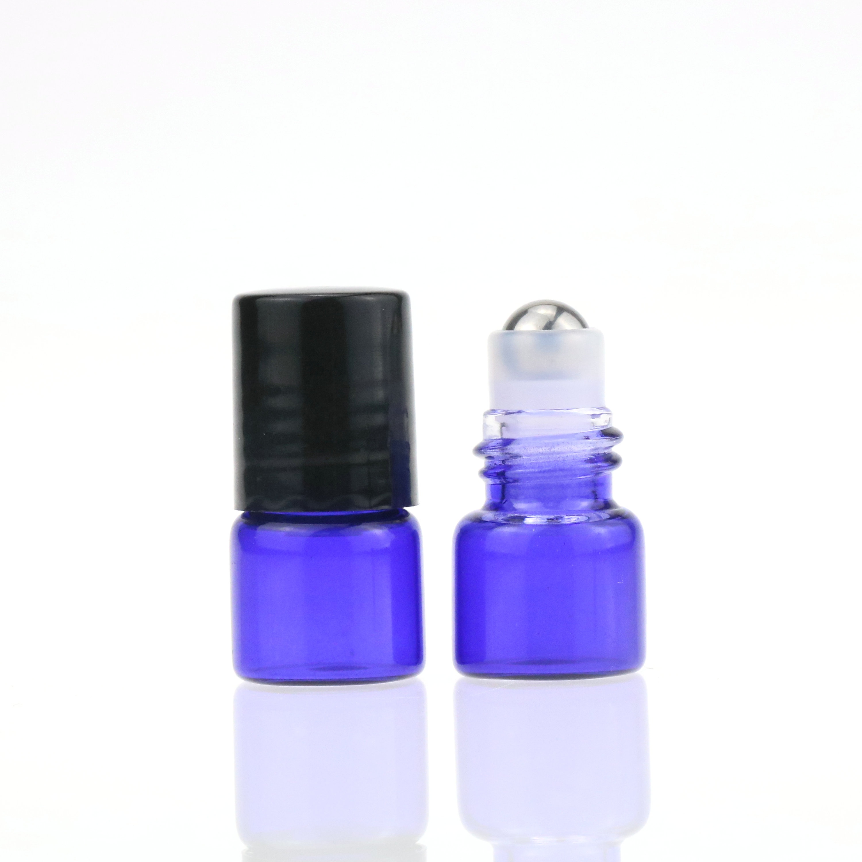 1ml 2ml 3ml 5ml vial roller bottle for essential oil perfume bottles with metal ball gold sliver black white cap