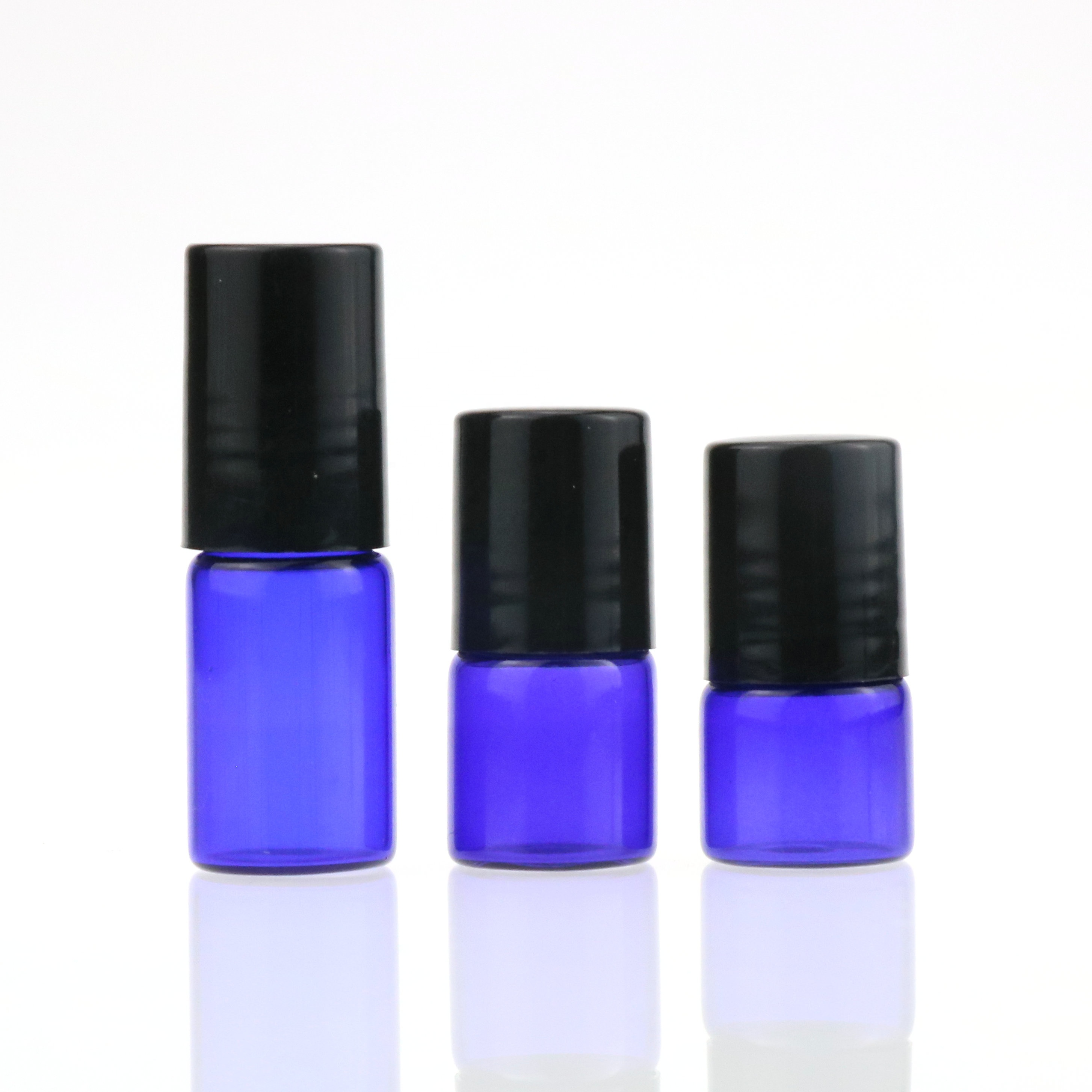 1ml 2ml 3ml 5ml vial roller bottle for essential oil perfume bottles with metal ball gold sliver black white cap