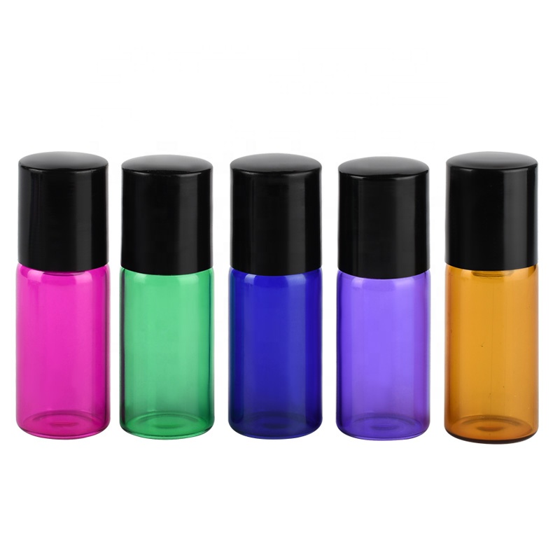 1ml 2ml 3ml Colors Glass Roll On Bottle with Bamboo Cap For Essential Oils Perfume