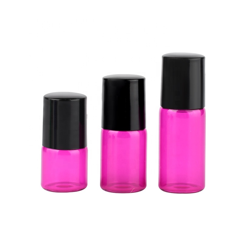 1ml 2ml 3ml Colors Glass Roll On Bottle with Bamboo Cap For Essential Oils Perfume