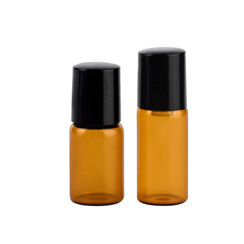 1ml 2ml 3ml Colors Glass Roll On Bottle with Bamboo Cap For Essential Oils Perfume