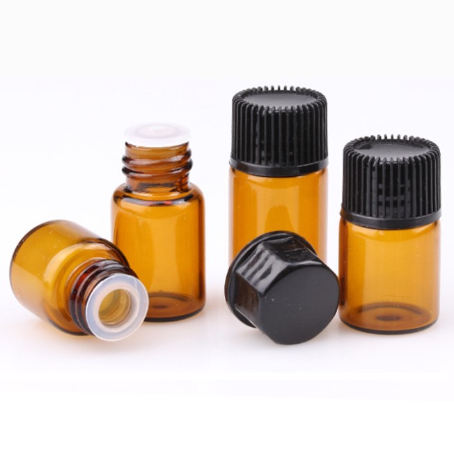 1ml 2ml 3ml Small Mini Amber Glass Essential Oil Bottle 1/4 Dram Empty Essential Oil Sample Bottle