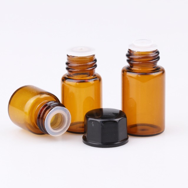 1ml 2ml 3ml Small Mini Amber Glass Essential Oil Bottle 1/4 Dram Empty Essential Oil Sample Bottle