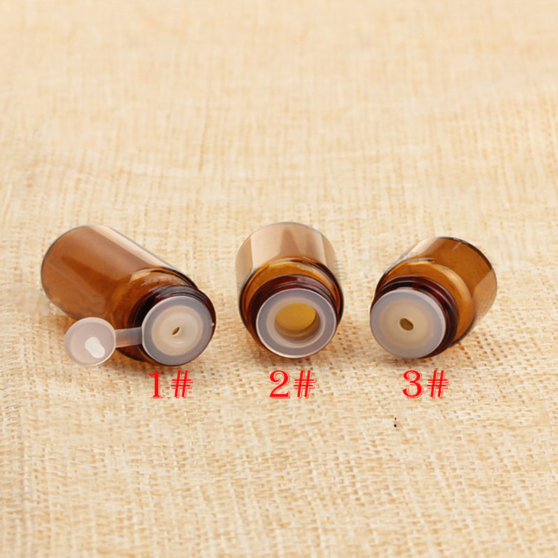 1ml 2ml 3ml amber mini essential oil bottle essential oil sample glass vial with black threaded plastic cap Drops of plug