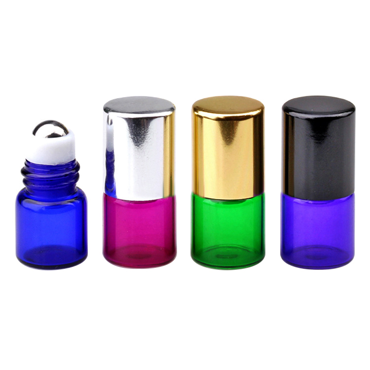 1ml 2ml 3ml colorful glass roller ball perfume glass roll on bottle for essential oil