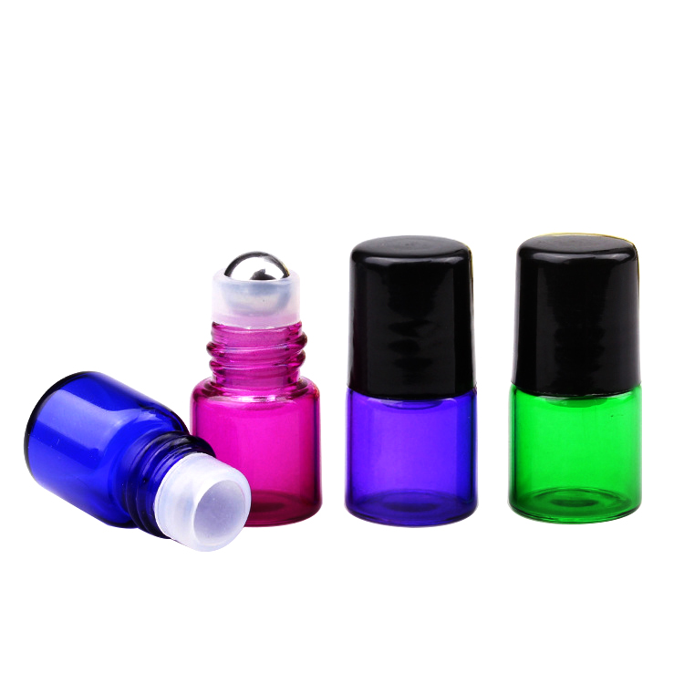 1ml 2ml 3ml colorful glass roller ball perfume glass roll on bottle for essential oil