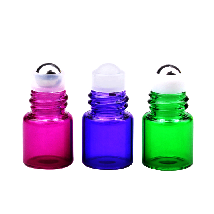 1ml 2ml 3ml colorful glass roller ball perfume glass roll on bottle for essential oil