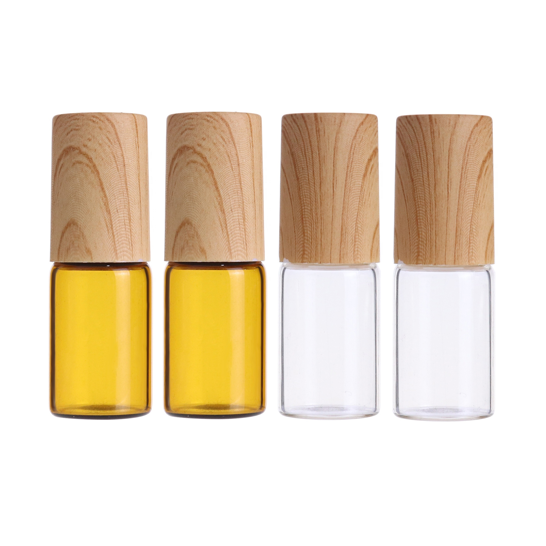 1ml 2ml 3ml mini empty blue amber roll on glass bottle perfume for essential oil with stainless steel roller ball black lid
