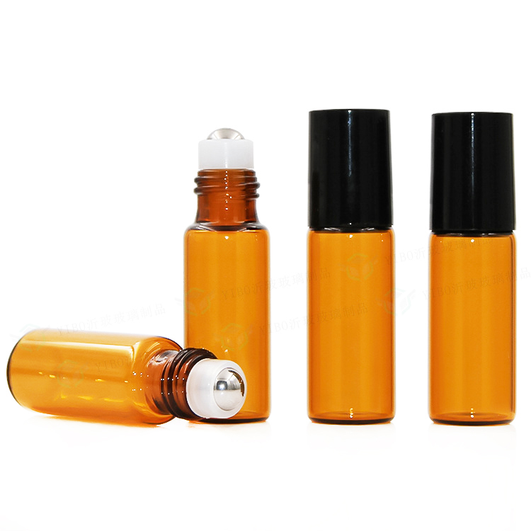 1ml 2ml Amber Clear Glass Roll On Bottle Essential Oils Roller Steel Ball Perfume Bottles