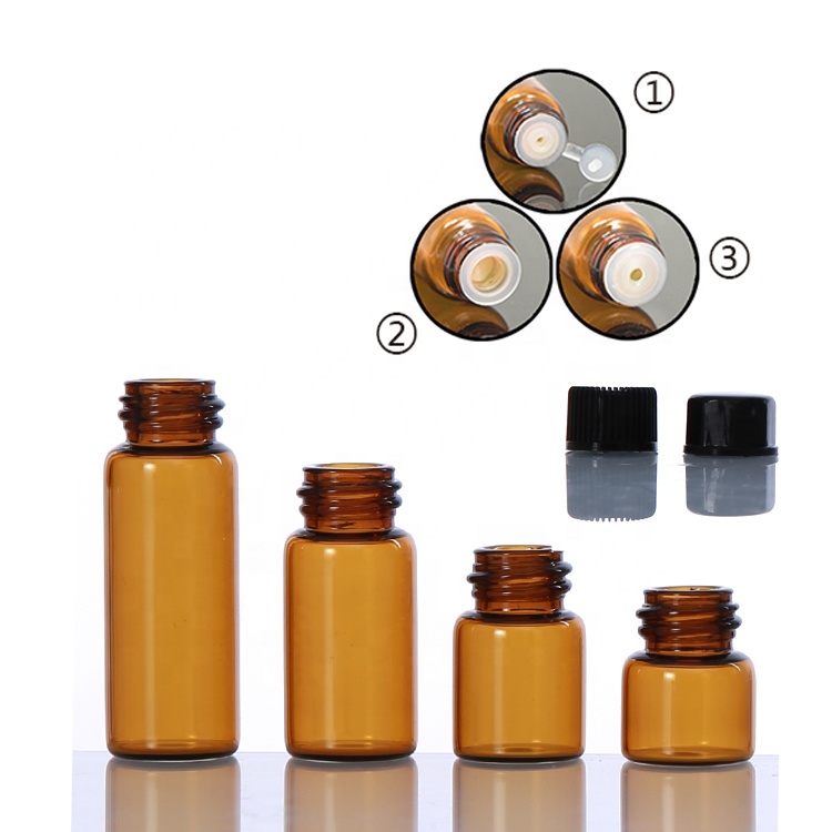 1ml 2ml Glass Amber Vial Dram Small Mini Essential Oil Bottle