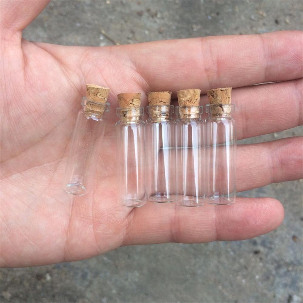 1ml 2ml Mini Glass Bottles Pendants With Corks Rubber Stopper Small Bottle Decoration Crafts Vials Jars Gift DIY Wholesa Bottles