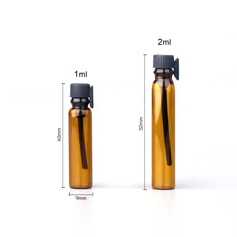 1ml 2ml Mini Logo Printed amber Glass Perfume Tester Bottles