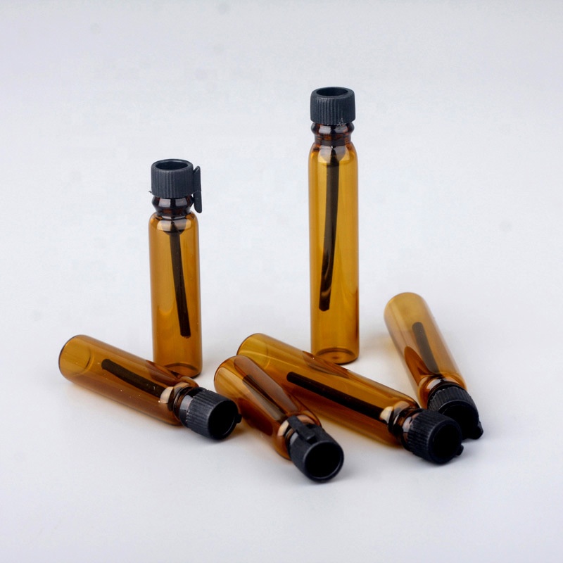 1ml 2ml Mini Logo Printed amber Glass Perfume Tester Bottles