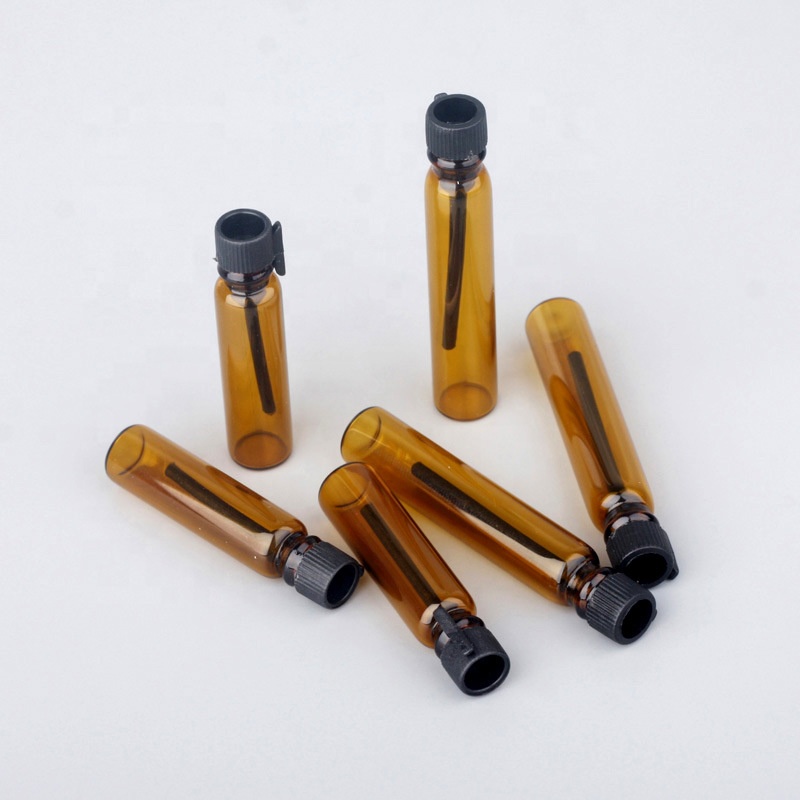 1ml 2ml Mini Logo Printed amber Glass Perfume Tester Bottles