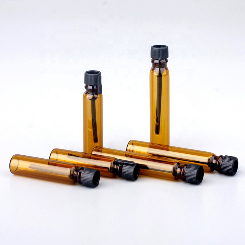 1ml 2ml Mini Logo Printed amber Glass Perfume Tester Bottles