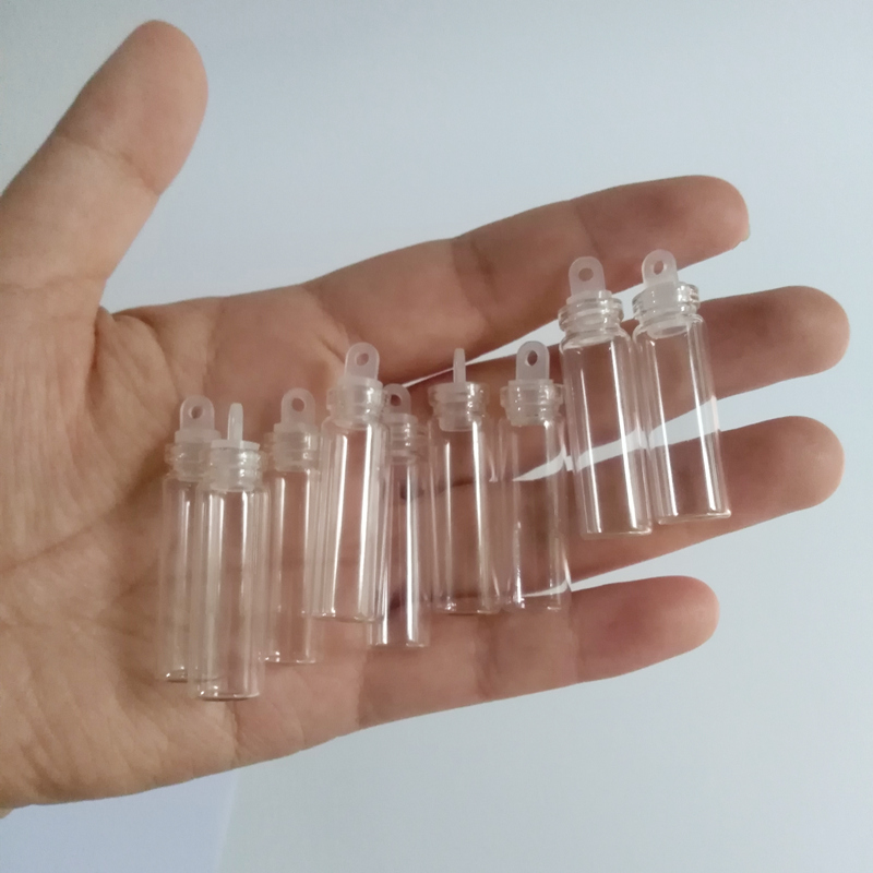 1ml/2ml Mini clear 11mm diameter Bottles Empty Wishing Gift Bottle Decoration Crafts Vials Jars Glass bottle with plastic lid