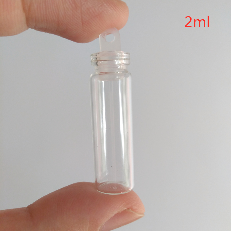 1ml/2ml Mini clear 11mm diameter Bottles Empty Wishing Gift Bottle Decoration Crafts Vials Jars Glass bottle with plastic lid
