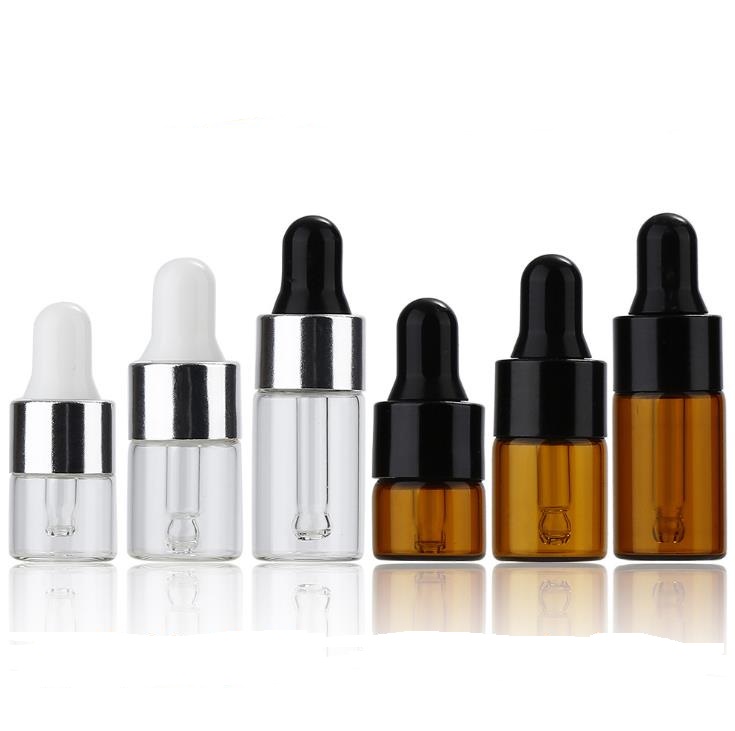 1ml Mini Amber Glass Vial Bottles with Orifice Reducer and Cap for Essential Oils Colognes Perfumes
