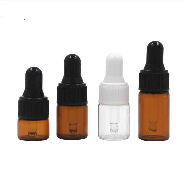 1ml Mini Amber Glass Vial Bottles with Orifice Reducer and Cap for Essential Oils Colognes Perfumes