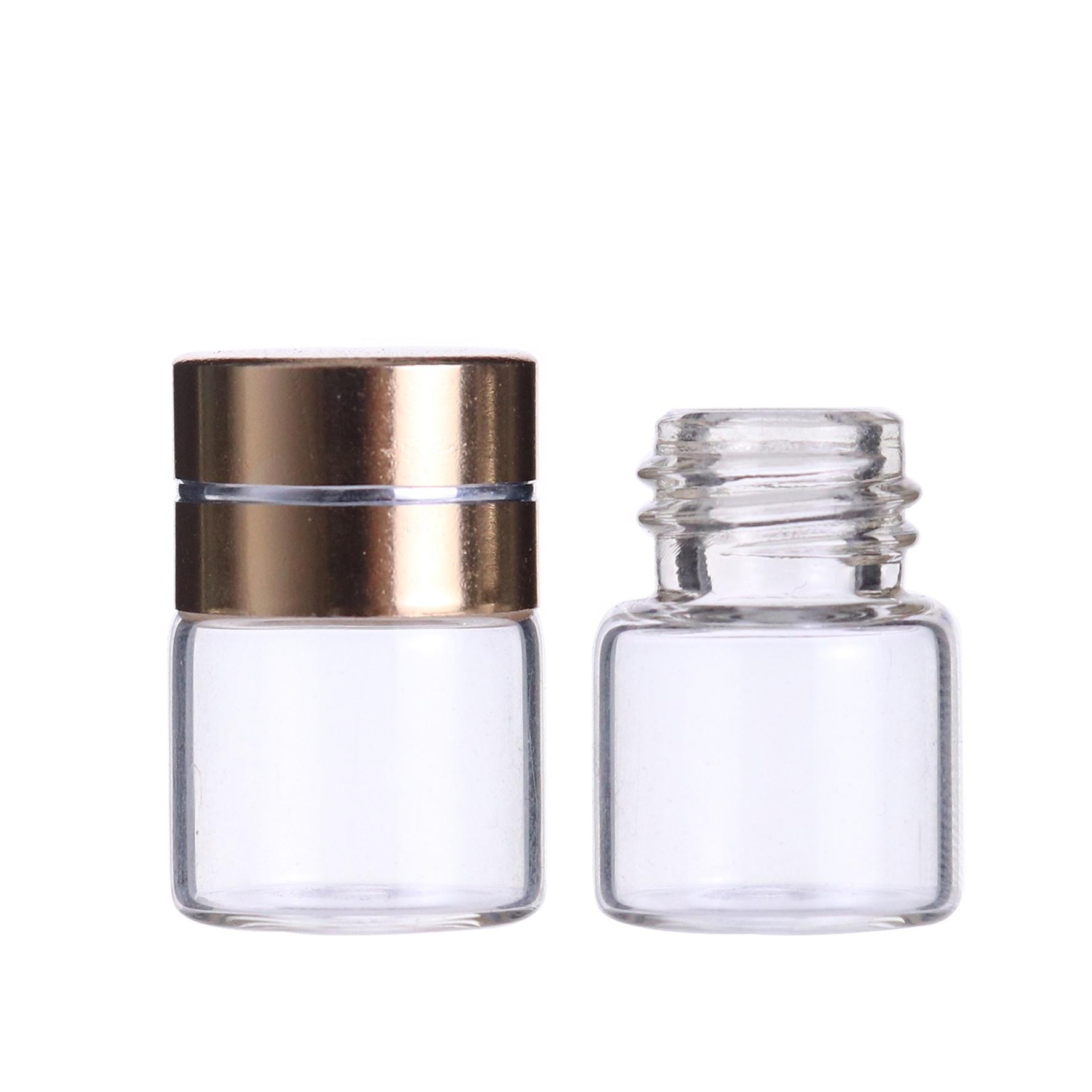 1ml clear empty sample perfume glass bottle with golden screw cap