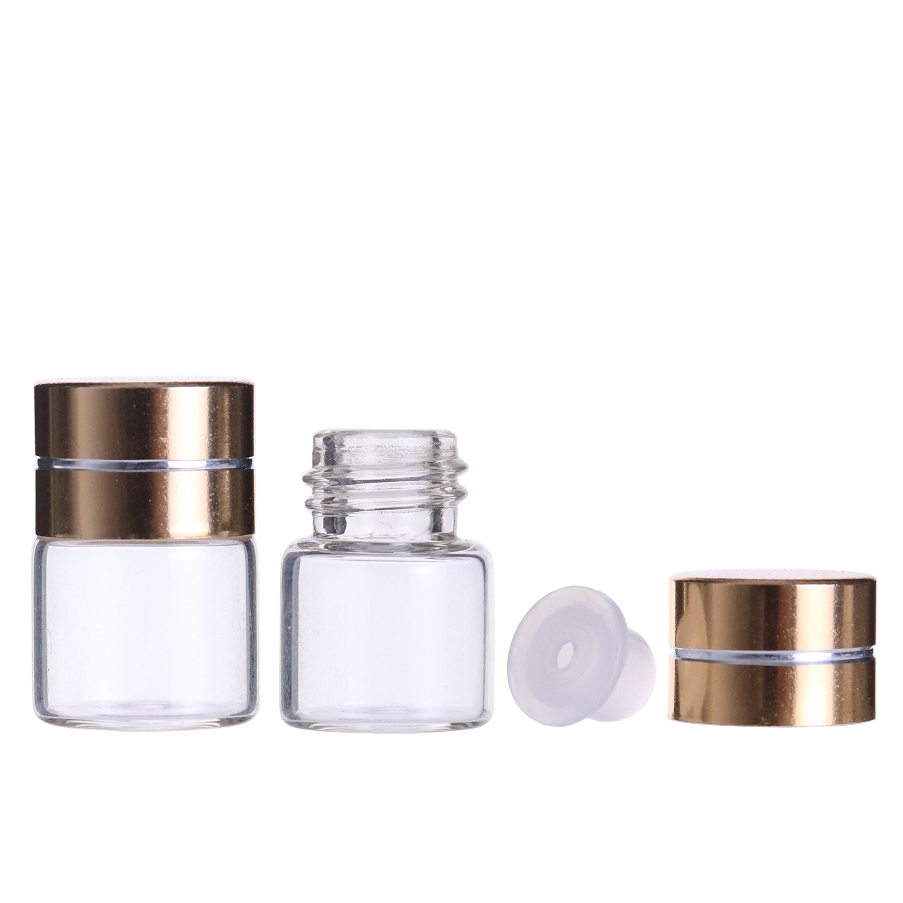 1ml clear empty sample perfume glass bottle with golden screw cap