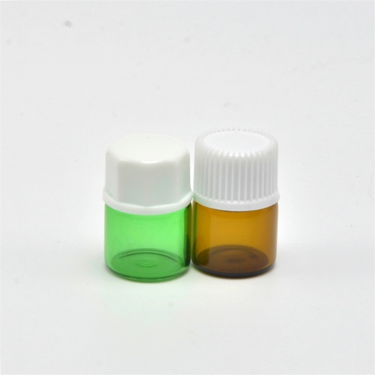 1ml colored glass vial essential oil small glass bottle with black caps stopper