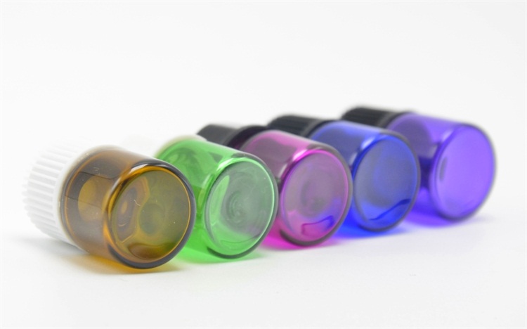 1ml colored glass vial essential oil small glass bottle with black caps stopper