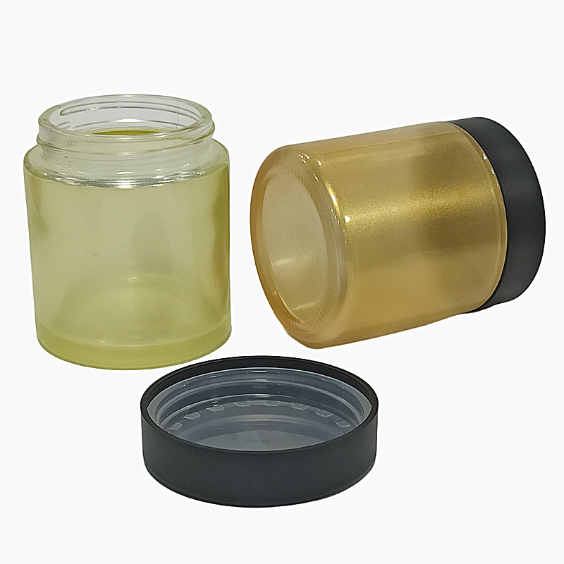 1ounce 2 ounce 3 ounce 4 ounce wide mouth clear airtight childproof lid weed storage glass container jars with CR black cap