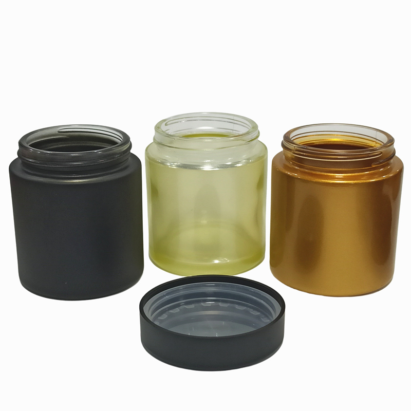 1ounce 2 ounce 3 ounce 4 ounce wide mouth clear airtight childproof lid weed storage glass container jars with CR black cap