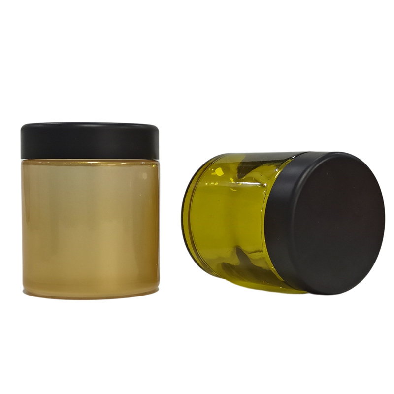 1ounce 2 ounce 3 ounce 4 ounce wide mouth clear airtight childproof lid weed storage glass container jars with CR black cap