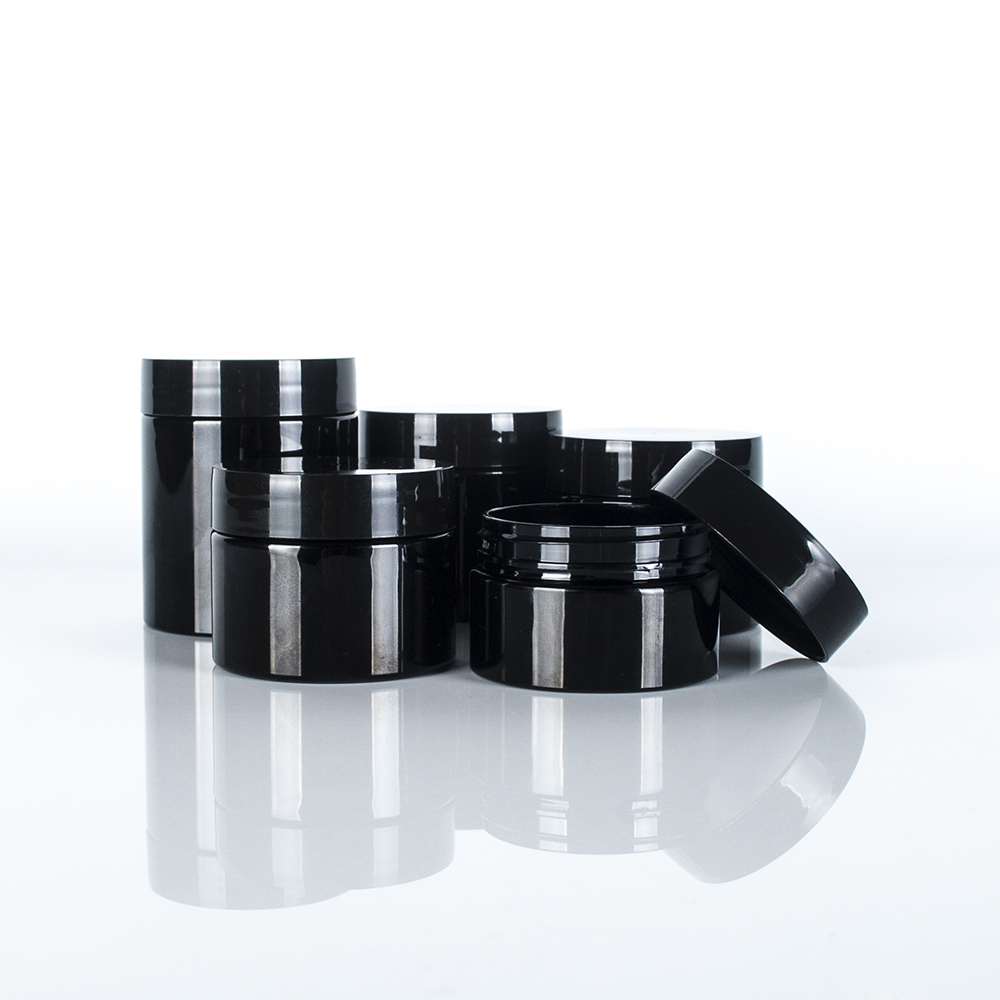 1oz 1.5oz 1.7oz 2oz Round Black PET Empty Cosmetic Butter Bath Sugar Salt Scrubs Containers jar