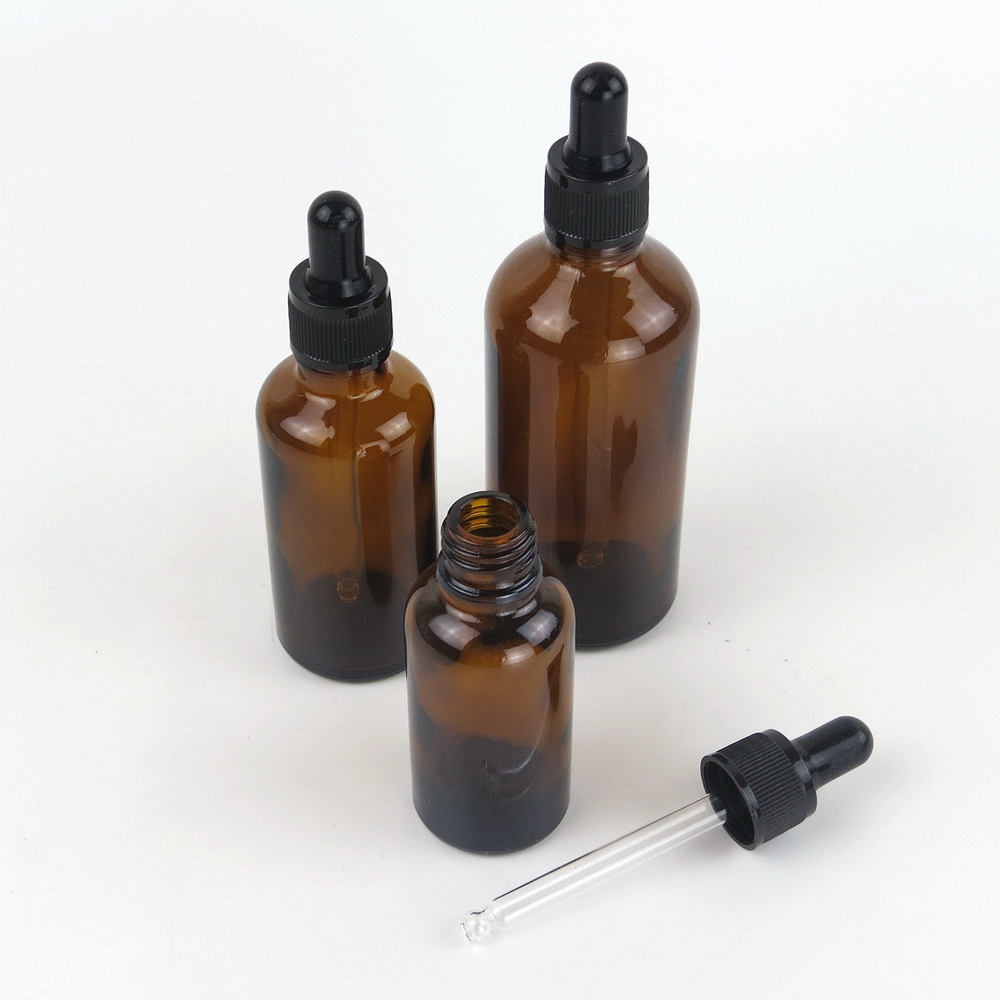 1oz 10ml 15ml 30ml 50ml 100ml amber wholesale glass dropper for cosmetic essential oil bottle
