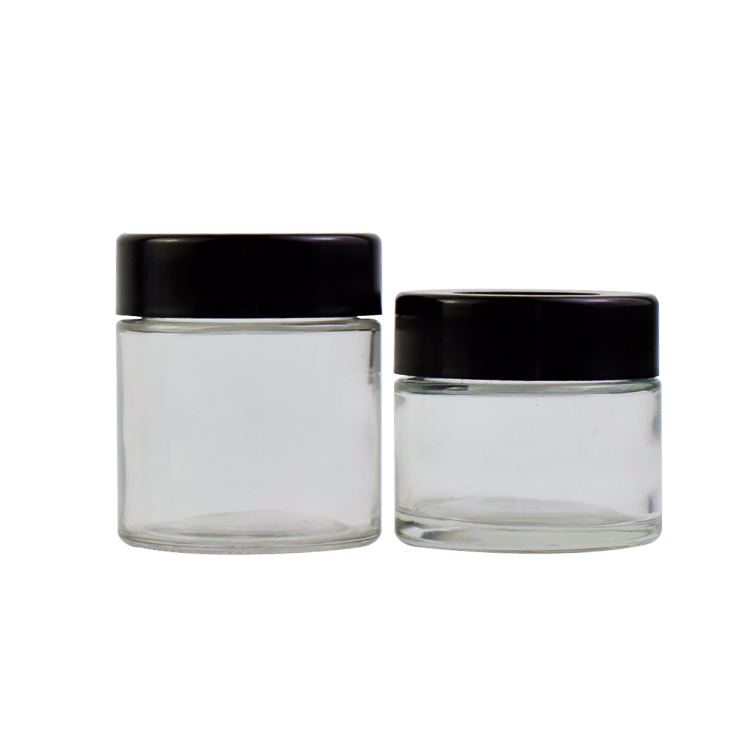 1oz 2 3 4oz custom logo child resistantl Magnifying lid proof container glass jar printed cap hemp jar packaging
