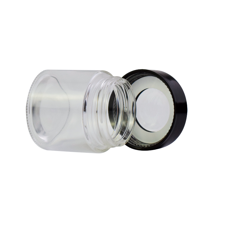 1oz 2 3 4oz custom logo child resistantl Magnifying lid proof container glass jar printed cap hemp jar packaging