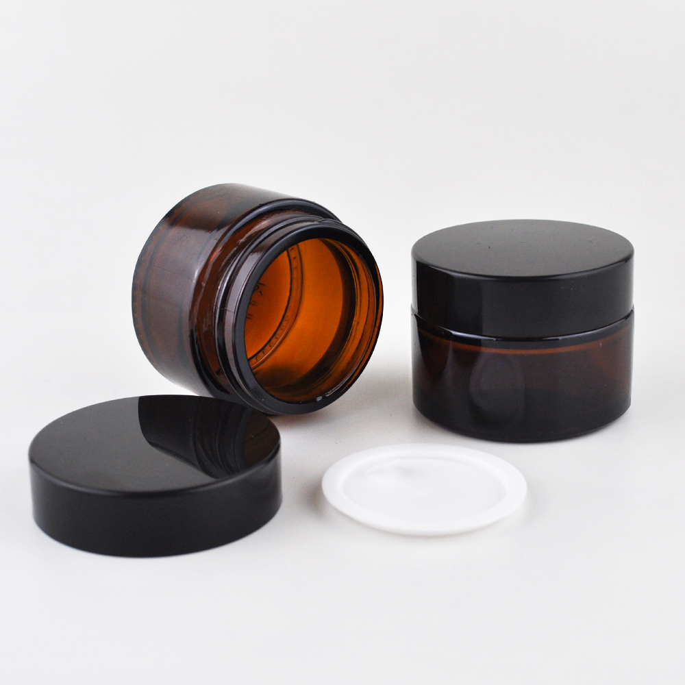 1oz 2 oz 100g custom labeled brown amber round cosmetic glass jar 4oz 8oz